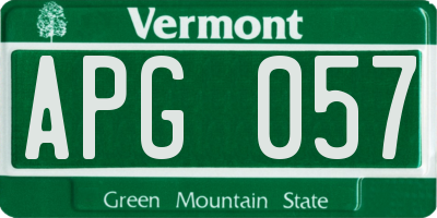VT license plate APG057
