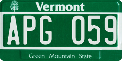 VT license plate APG059