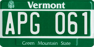 VT license plate APG061