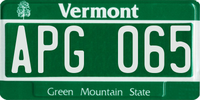 VT license plate APG065