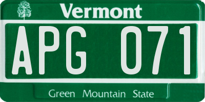 VT license plate APG071