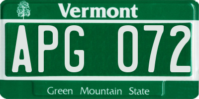 VT license plate APG072