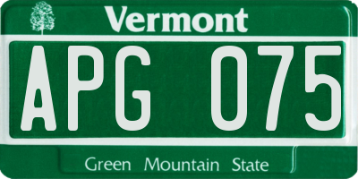 VT license plate APG075