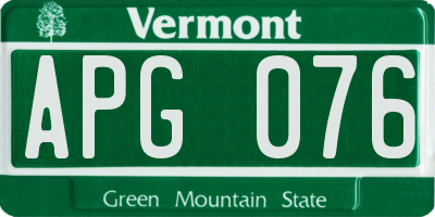 VT license plate APG076