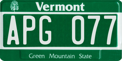 VT license plate APG077