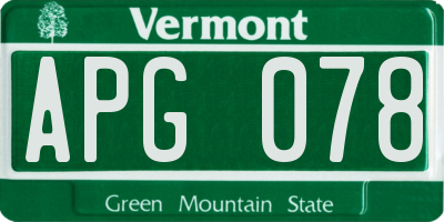 VT license plate APG078