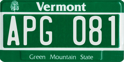 VT license plate APG081