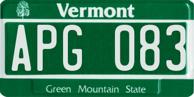 VT license plate APG083