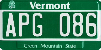 VT license plate APG086