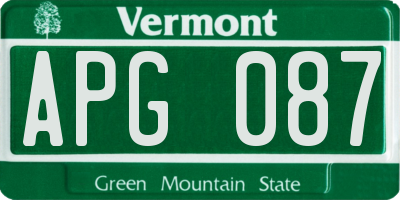 VT license plate APG087