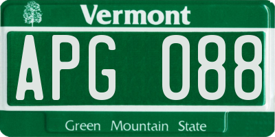 VT license plate APG088