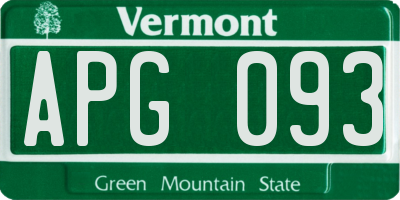 VT license plate APG093