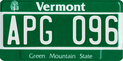 VT license plate APG096