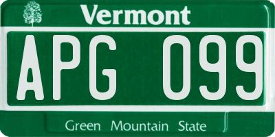 VT license plate APG099