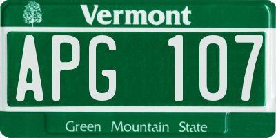 VT license plate APG107
