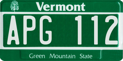VT license plate APG112