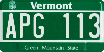 VT license plate APG113