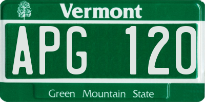VT license plate APG120