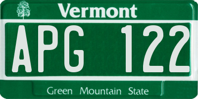 VT license plate APG122