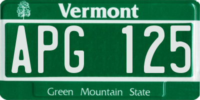 VT license plate APG125