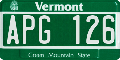 VT license plate APG126