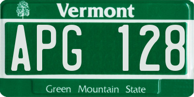 VT license plate APG128