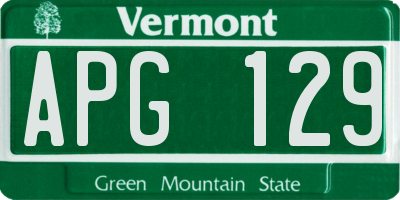 VT license plate APG129