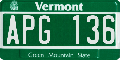 VT license plate APG136
