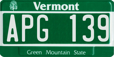 VT license plate APG139