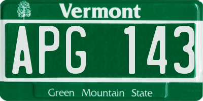VT license plate APG143
