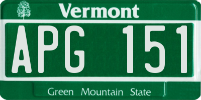 VT license plate APG151