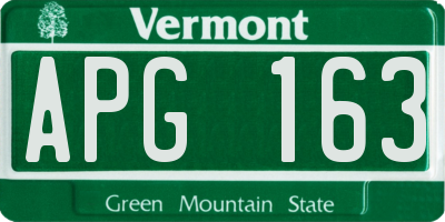 VT license plate APG163