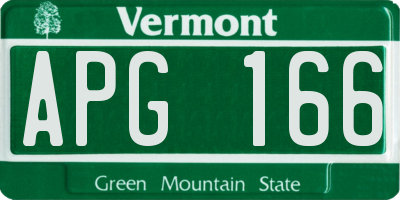 VT license plate APG166