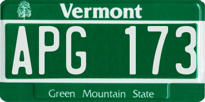 VT license plate APG173