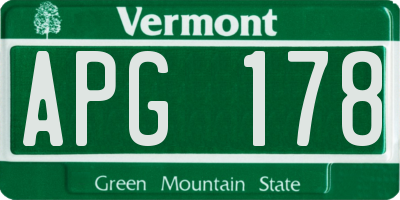 VT license plate APG178
