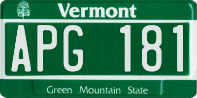 VT license plate APG181
