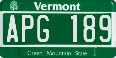 VT license plate APG189