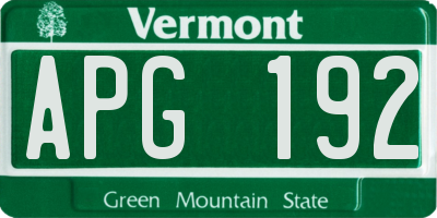 VT license plate APG192