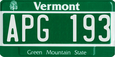 VT license plate APG193