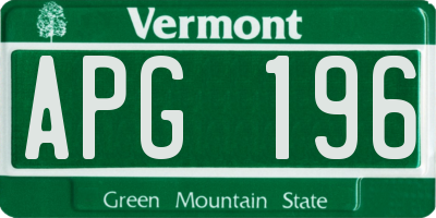 VT license plate APG196