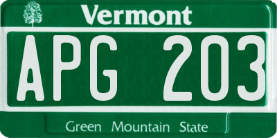 VT license plate APG203