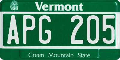 VT license plate APG205
