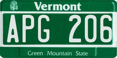 VT license plate APG206
