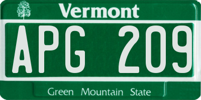 VT license plate APG209