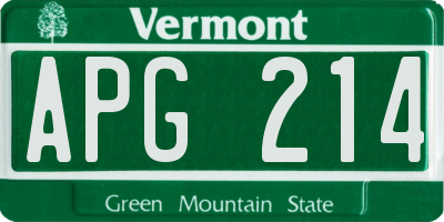 VT license plate APG214