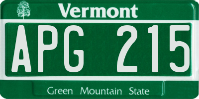 VT license plate APG215