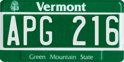 VT license plate APG216