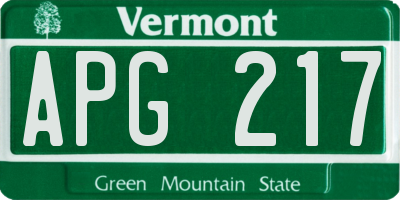 VT license plate APG217