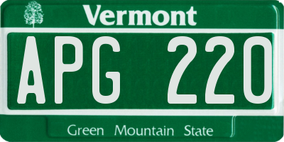 VT license plate APG220