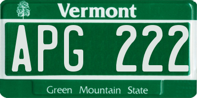 VT license plate APG222